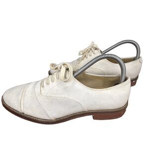 Ralph Lauren Team USA Olympic Flat White Nubuck Oxford Shoes Women's Size 7.5